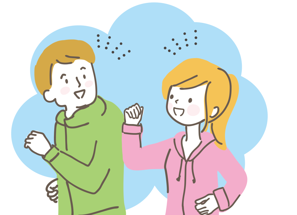 運動をする男女